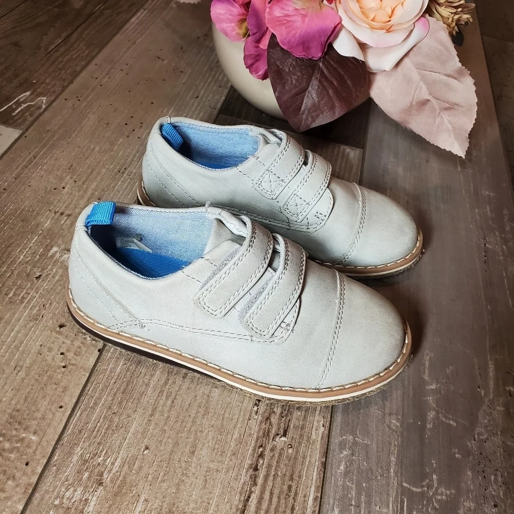 Cat & Jack Grey Toddler Boy Velcro Oxford Dress Shoes Size 10 NWOT EUC